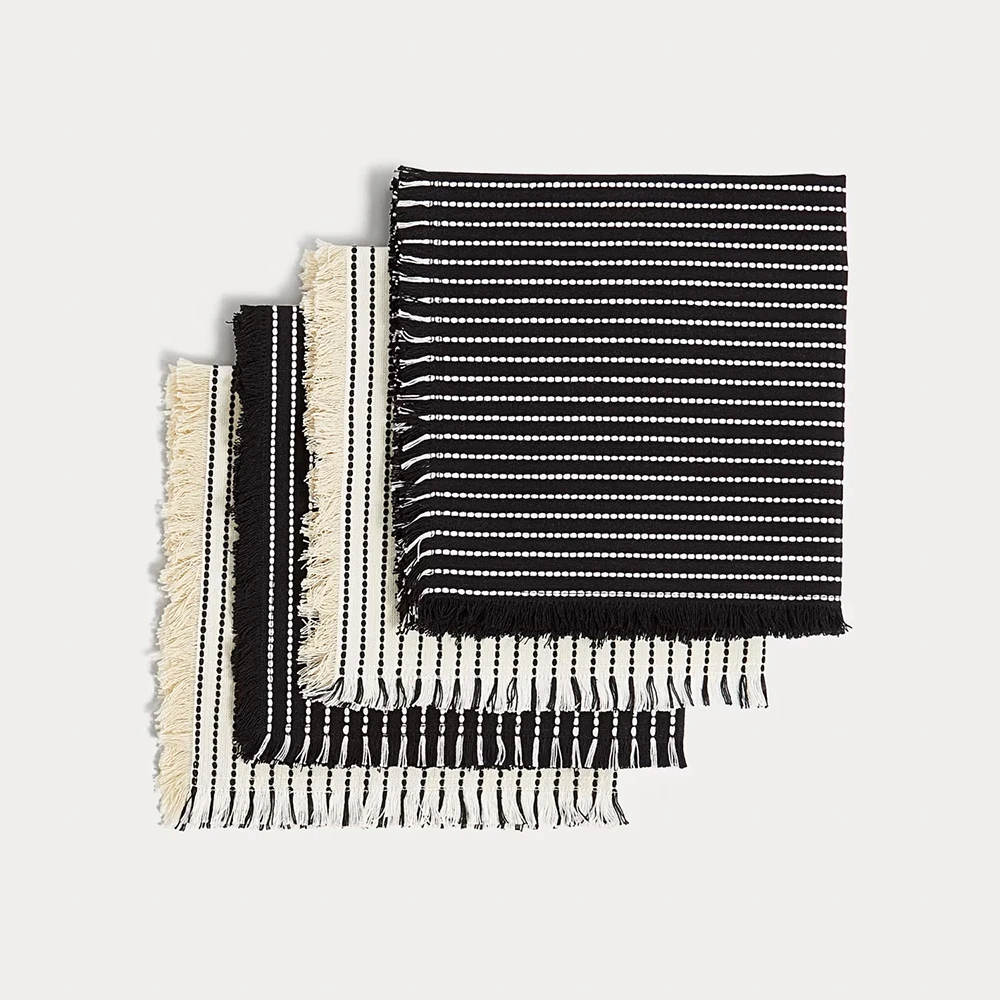Set of 4 stitch-detail cotton napkins