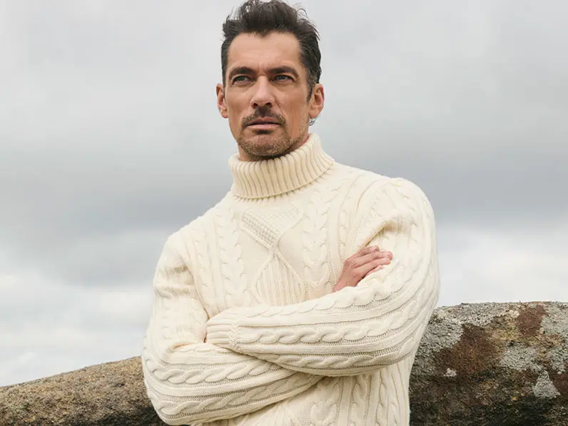 David Gandy in white jumper