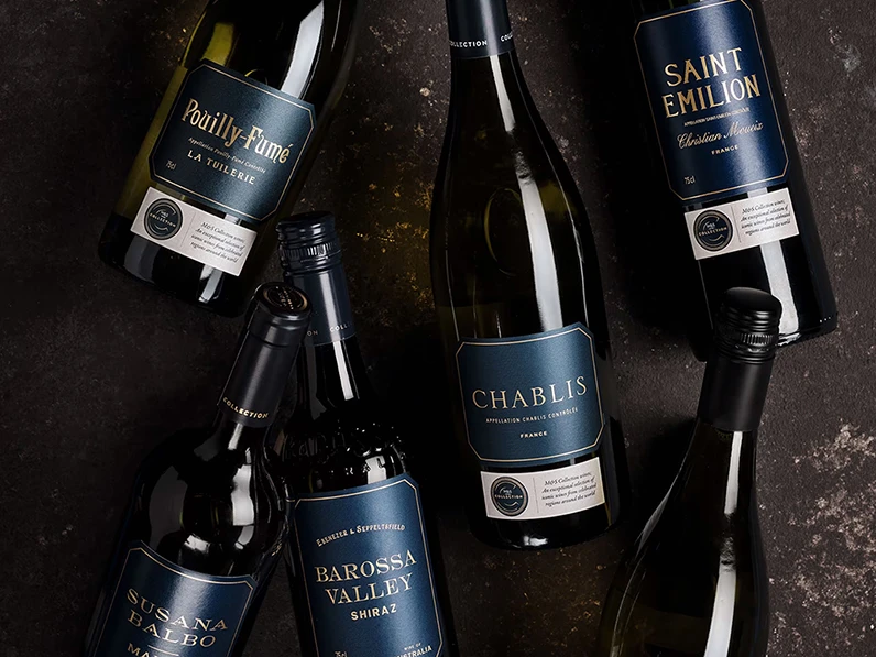 Assorted M&S wine bottles