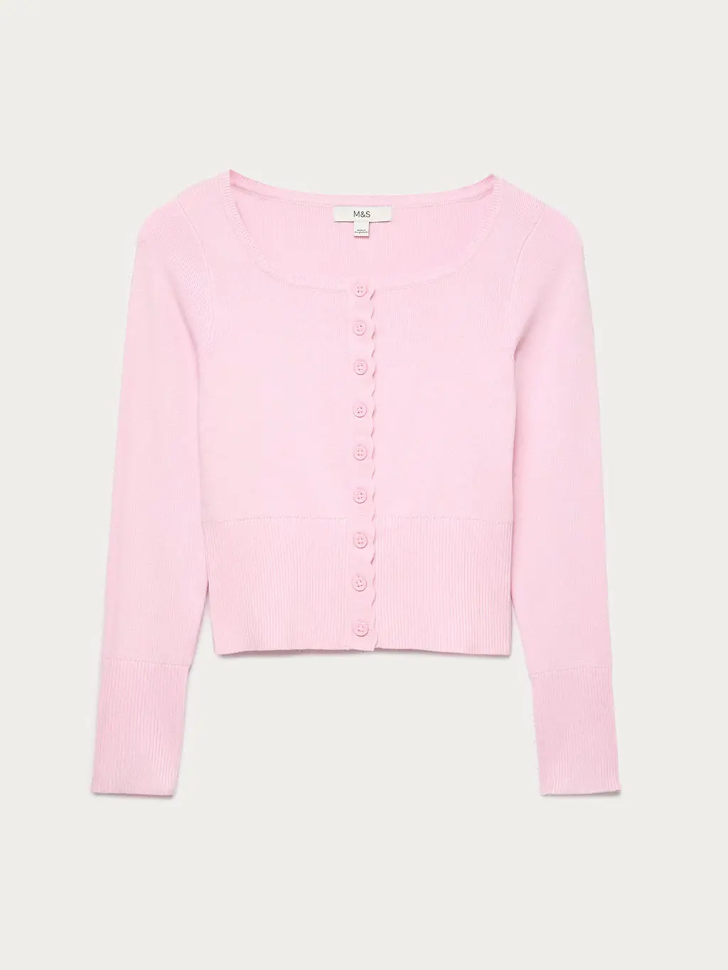Pink square-neck cardigan