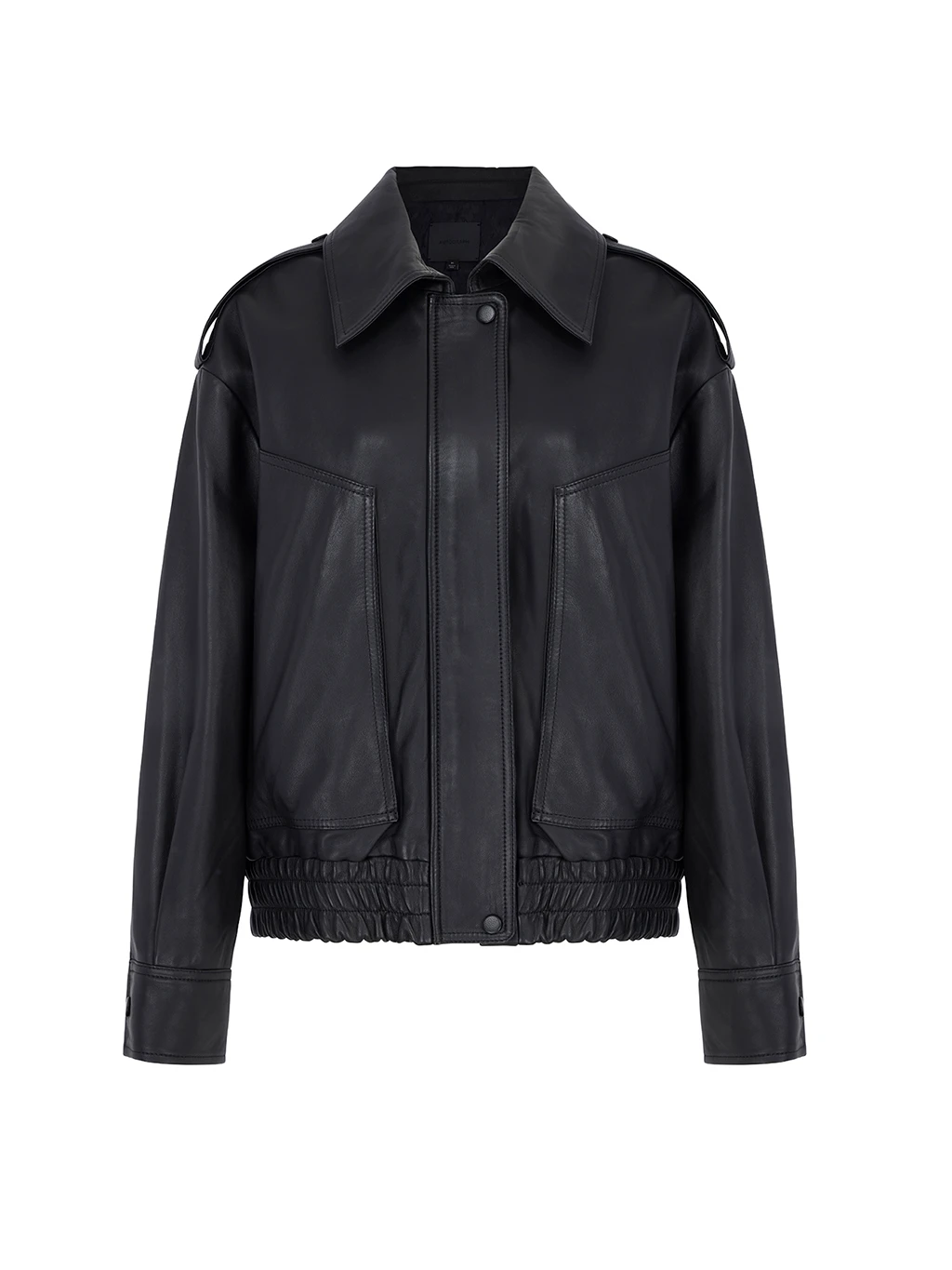 M&S Autograph black leather bomber jacket