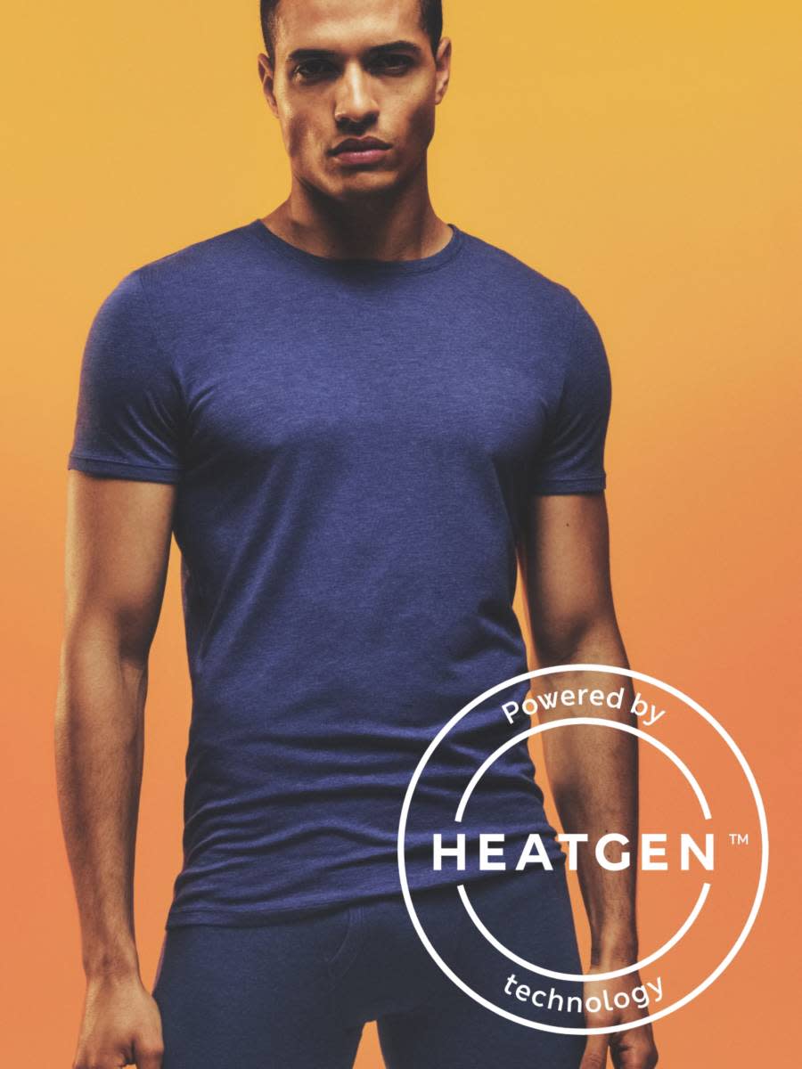 Man in short sleeve blue thermal t shirt
