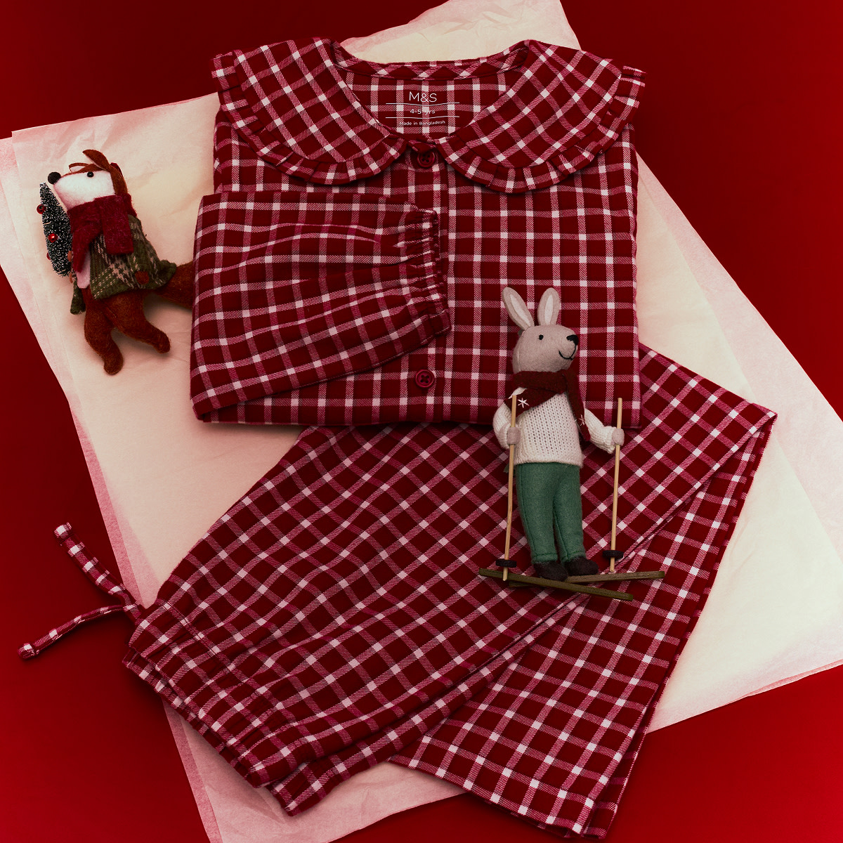 Red and white checked nightwear