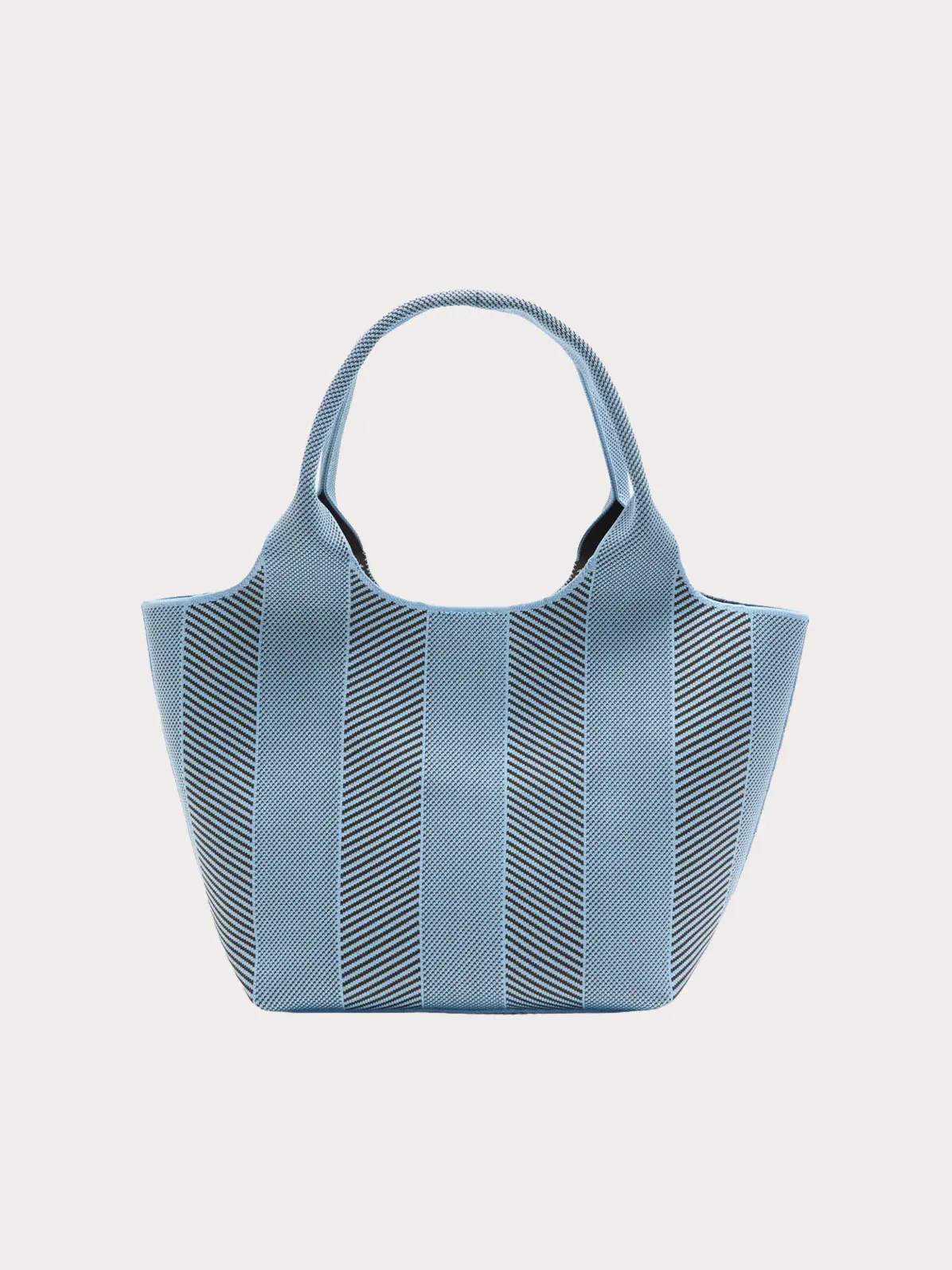 Striped top handle bag in blue 