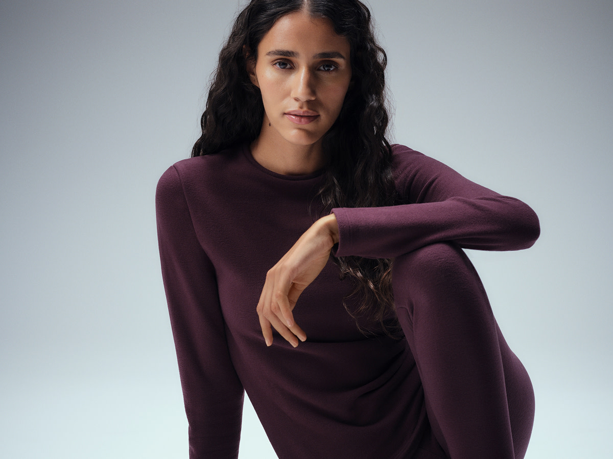 Woman in red thermals