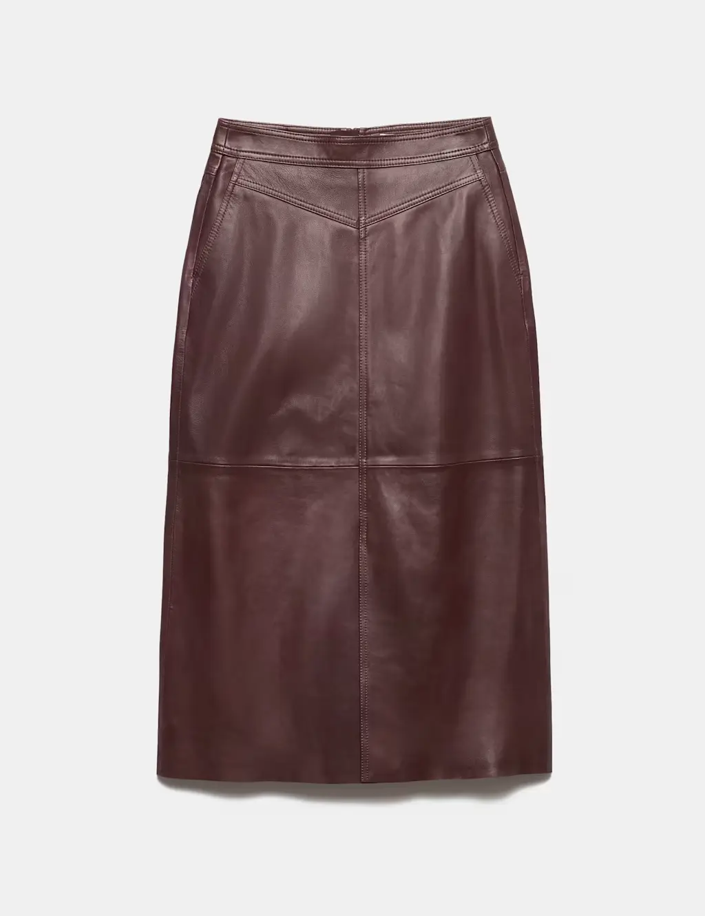 Leather Panelled Midi Column Skirt