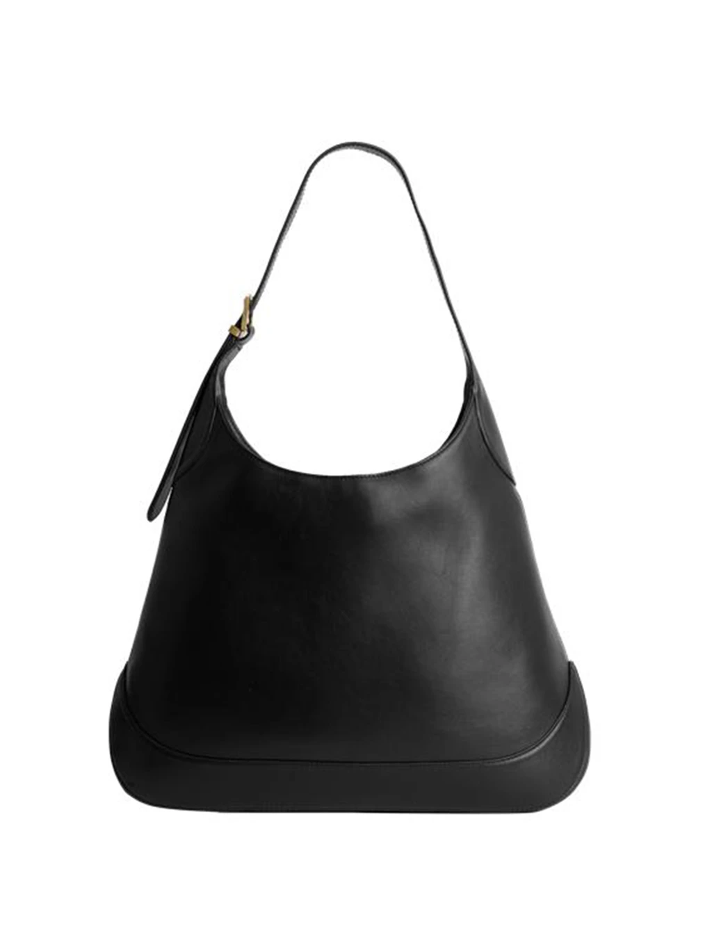 Black leather top-handle shoulder tote by Autograph