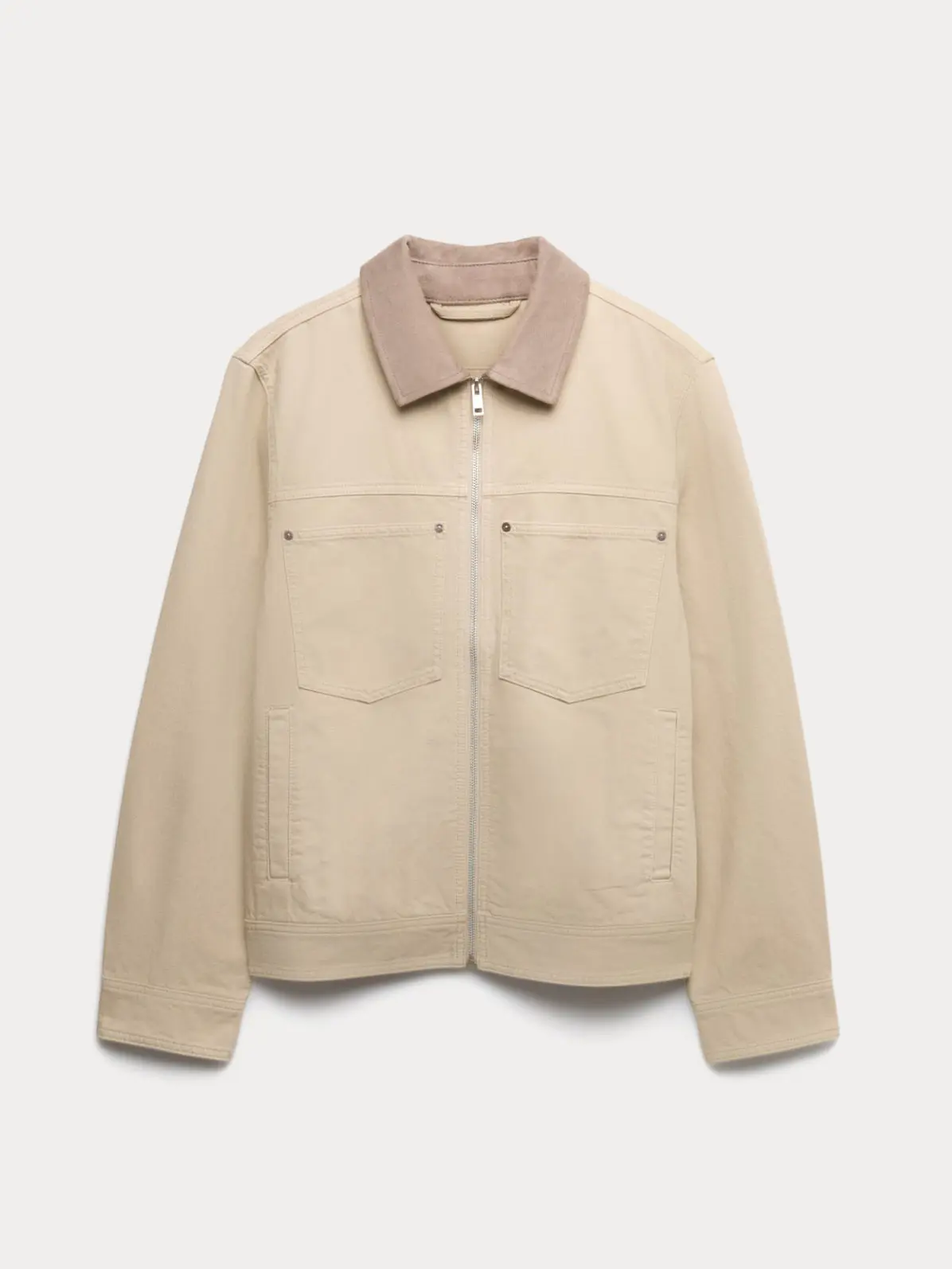 Neutral jacket with contrast collar 