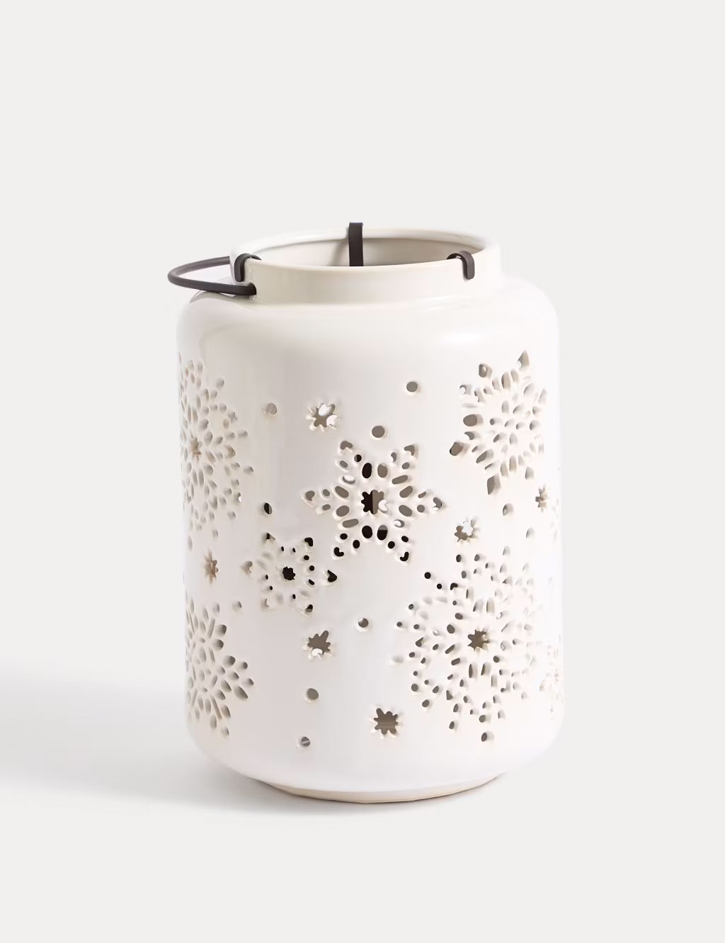 Star cut-out ceramic lantern