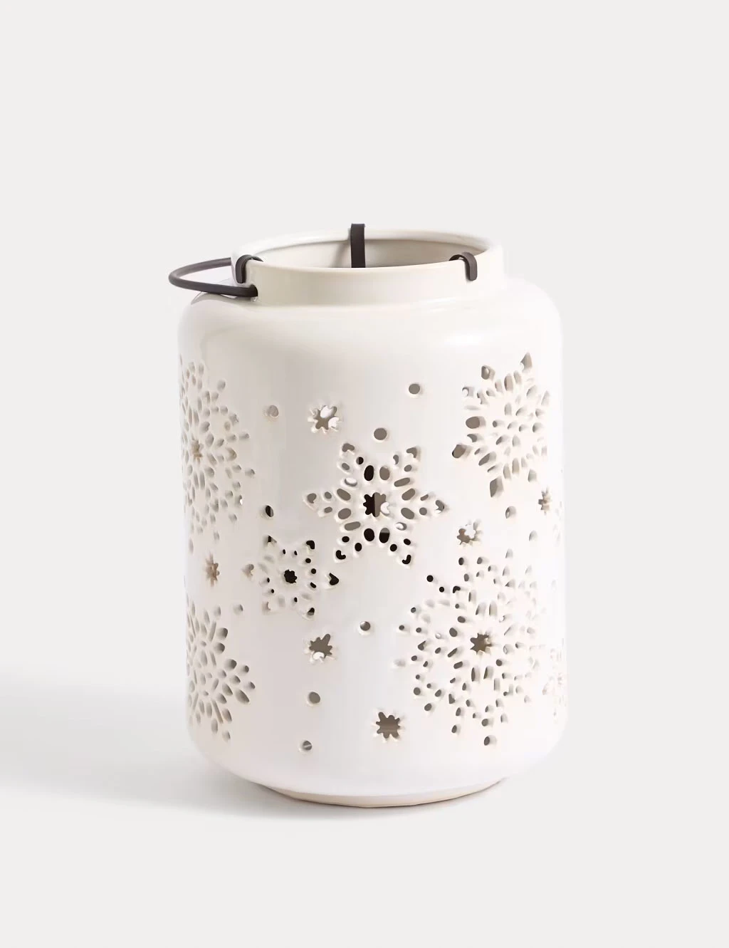 Star cut-out ceramic lantern
