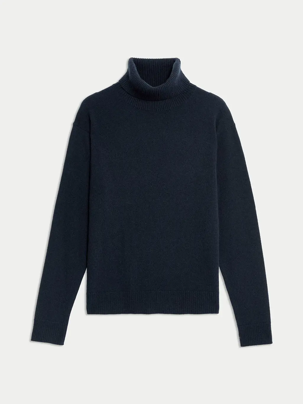 Navy roll-neck cashmere jumper