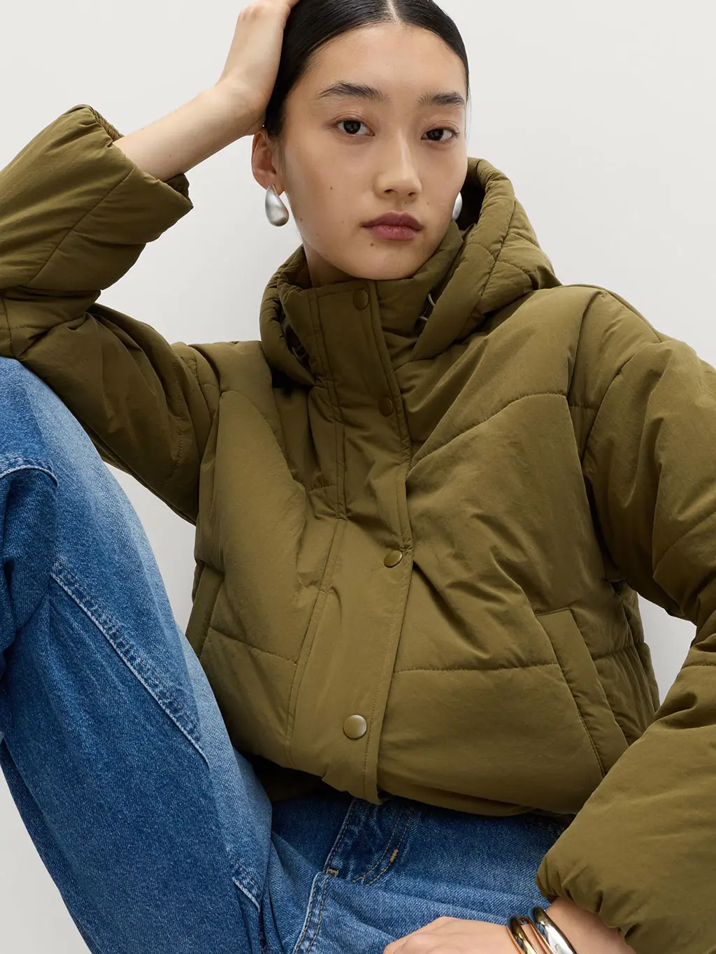 Green puffer jacket