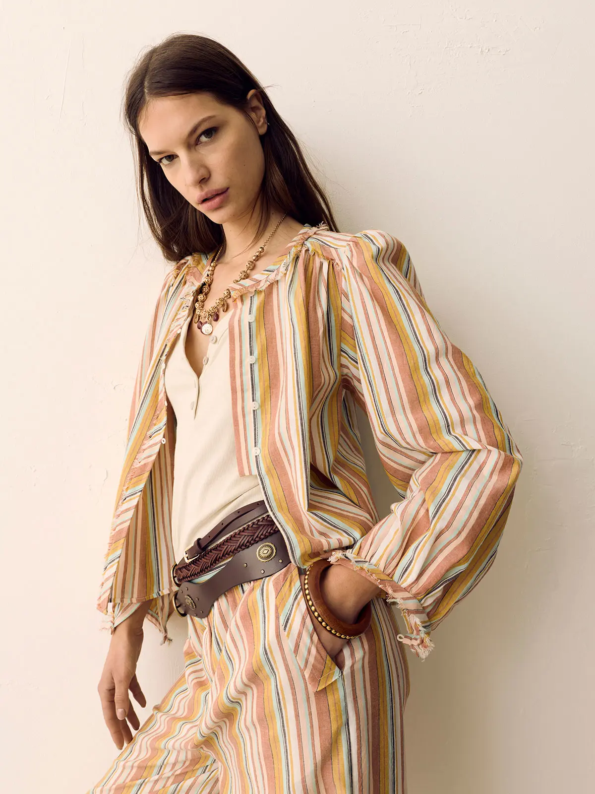 Woman wearing striped co-ord