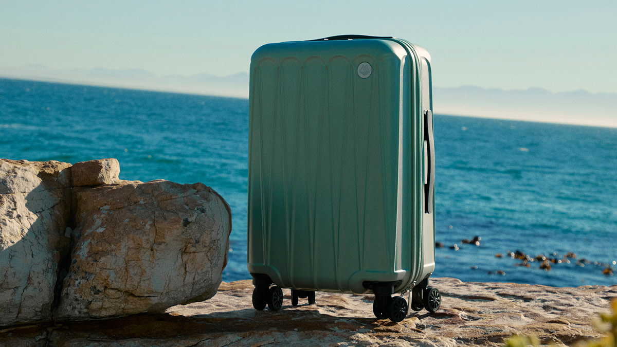 Suitcase on rock