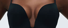 Woman wearing a black bra