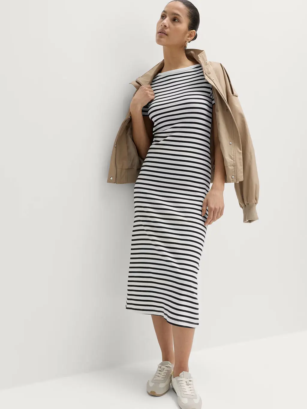 Woman in striped dress