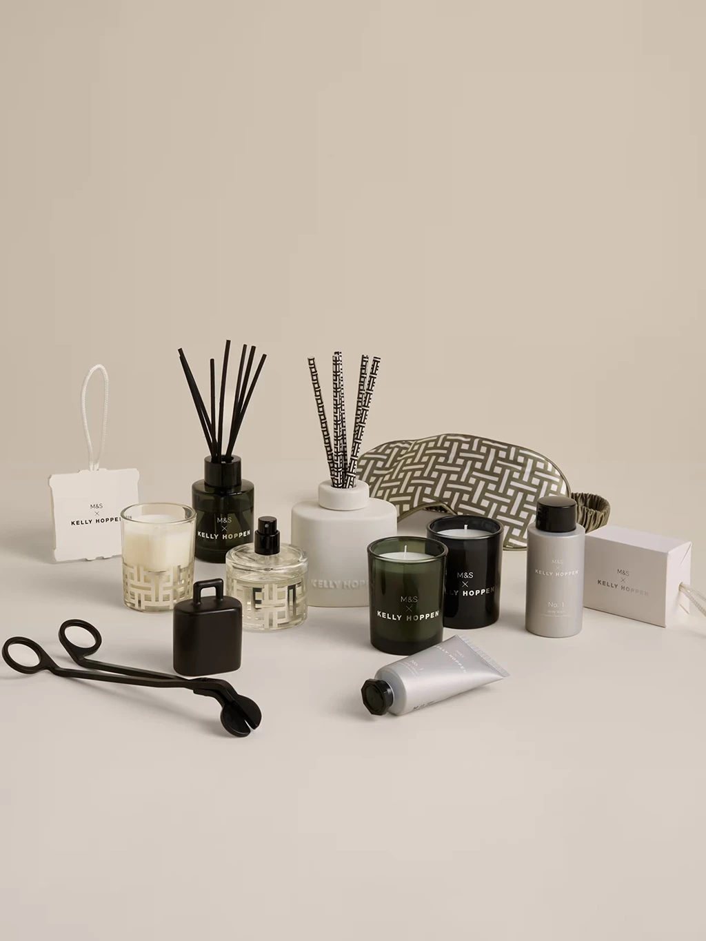 Kelly Hoppen x M&S 12 days of wellness advent calendar with mini candles, diffusers and beauty treats.
