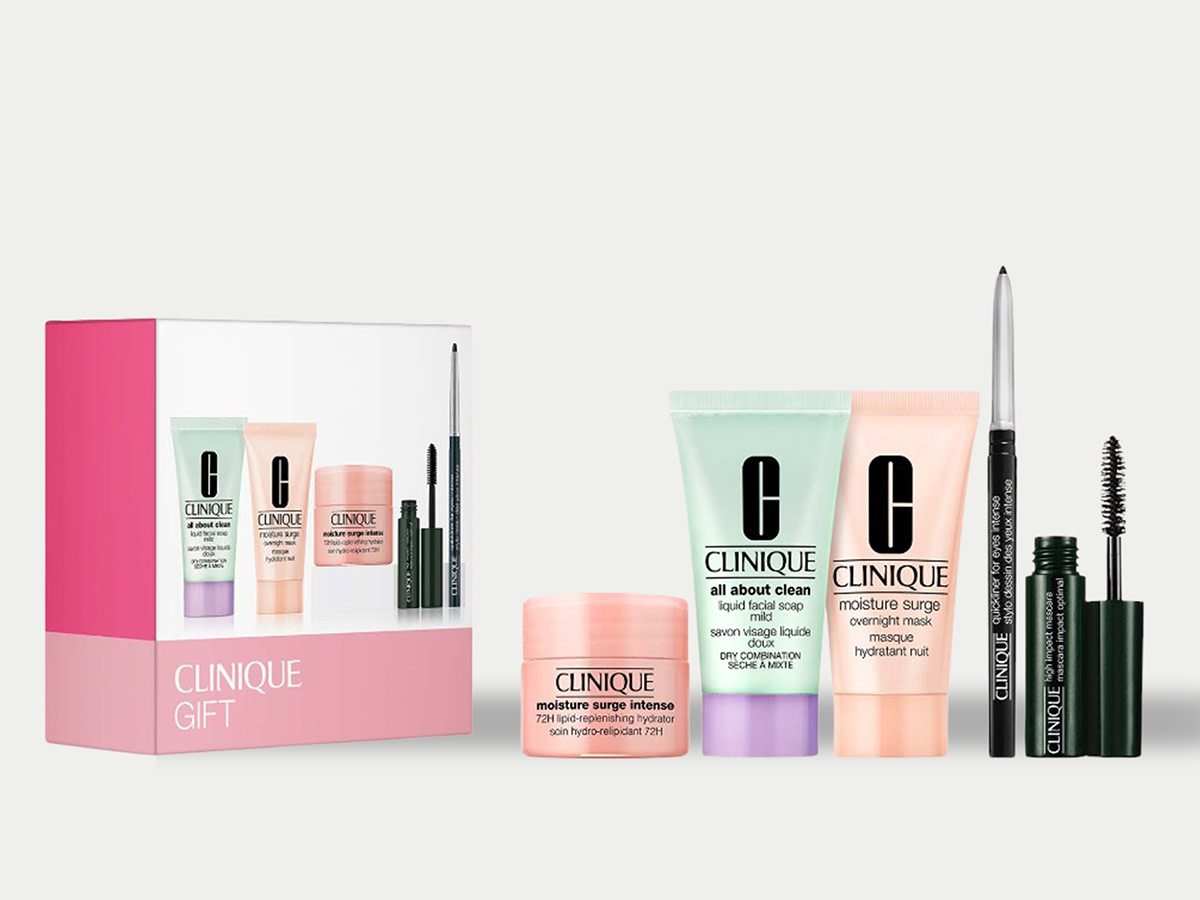 Free Clinique 5-piece gift set when you buy two Clinique products. Shop now