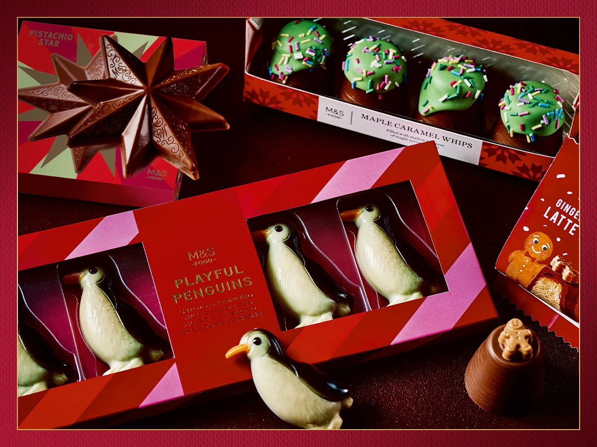 Close up of boxes of Christmas chocolate