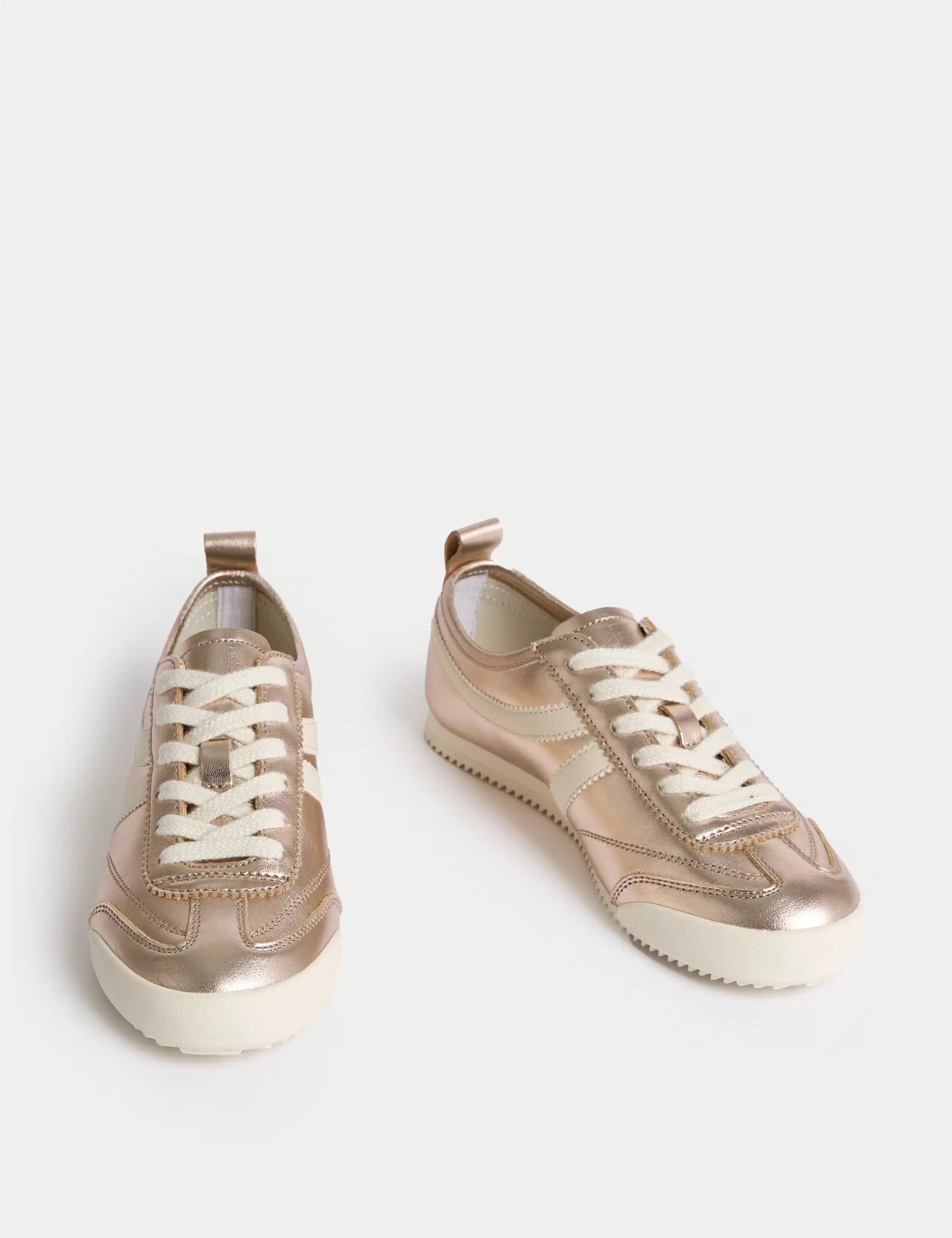 Gold lace up trainers