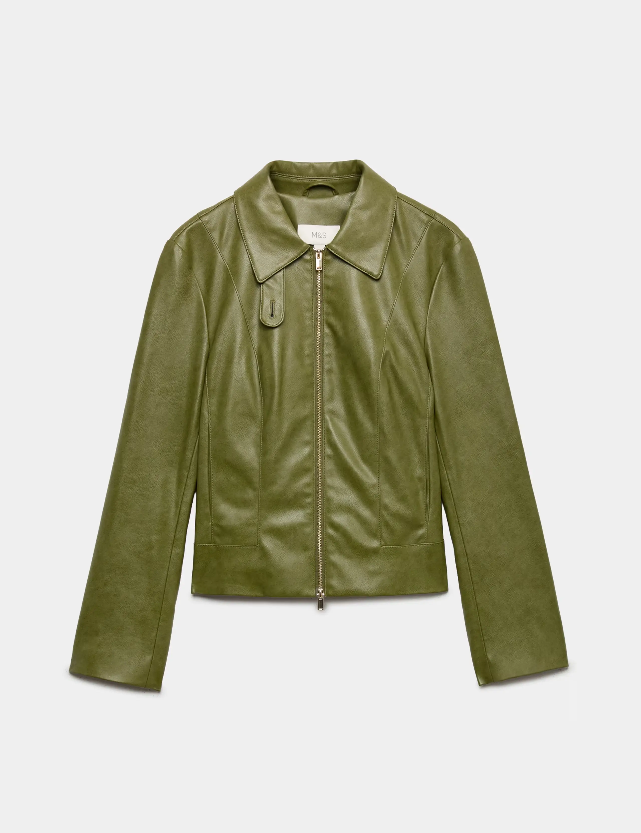 Faux Leather Harrington Jacket
