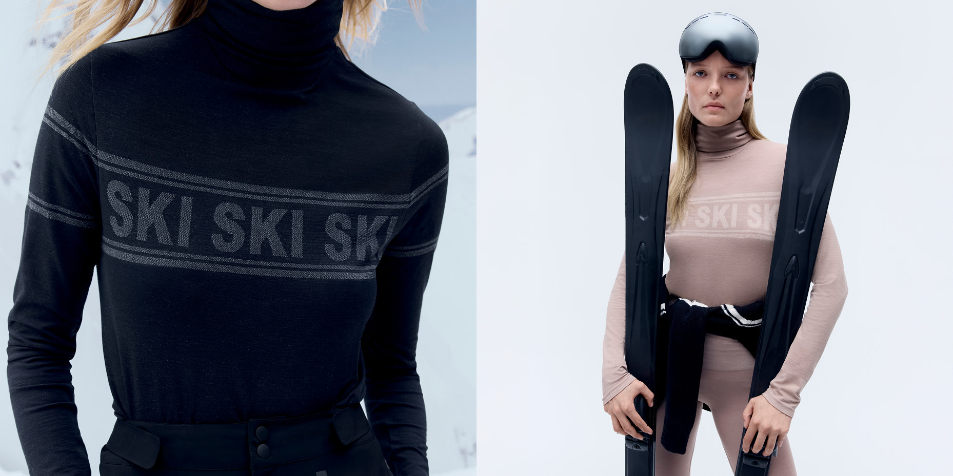 Woman wearing thermal skiwear by M&S