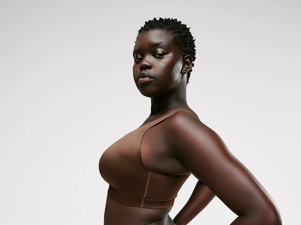 Woman wearing an M&S bra for bigger busts