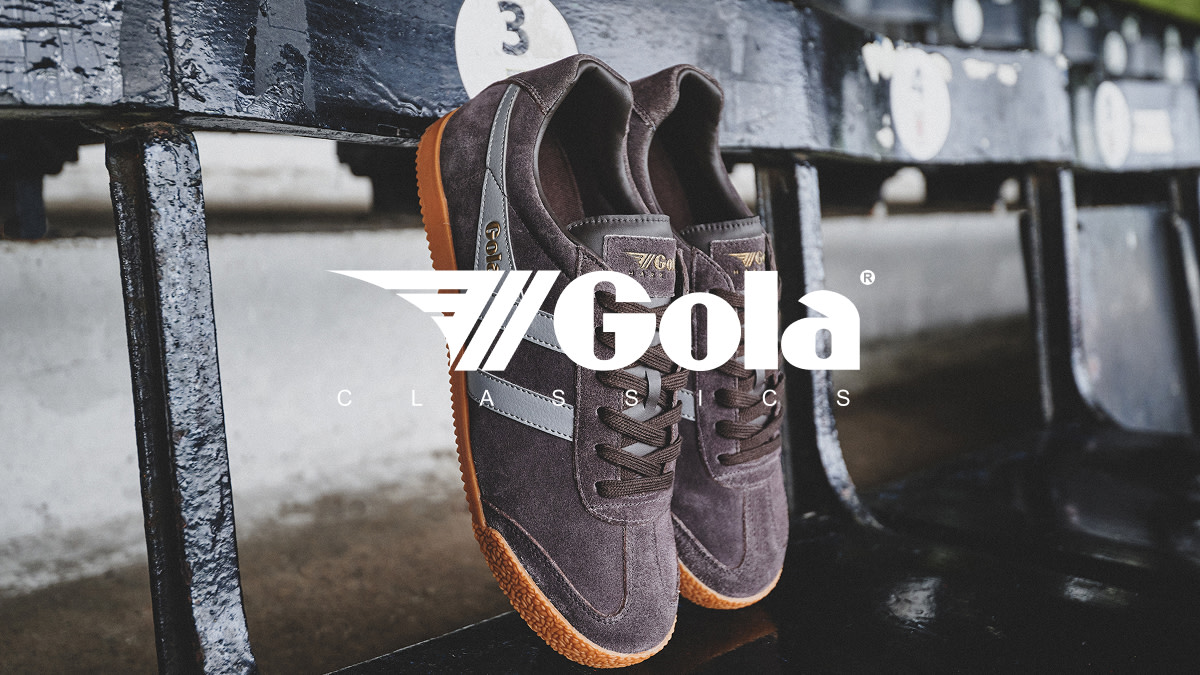 Gola brown and light blue lace-up trainers
