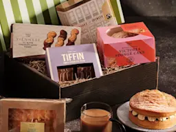 A close up of an afternoon tea hamper by M&S