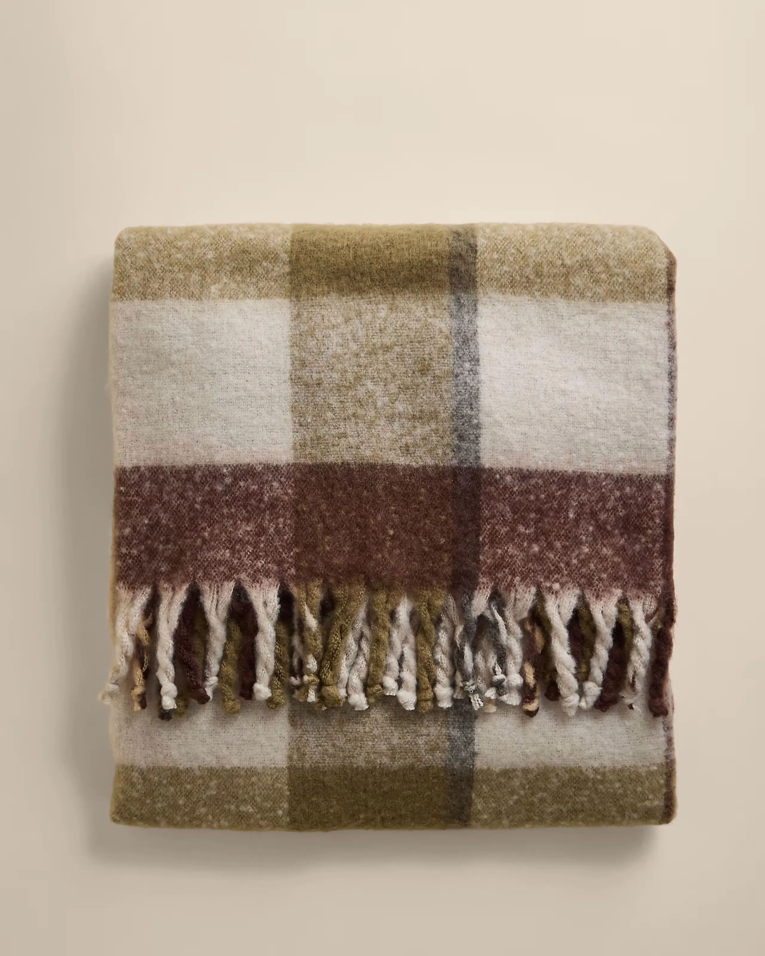 Faux mohair checked throw