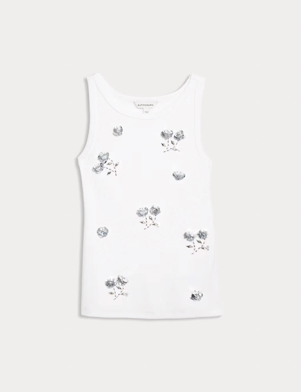 White sequinned vest top