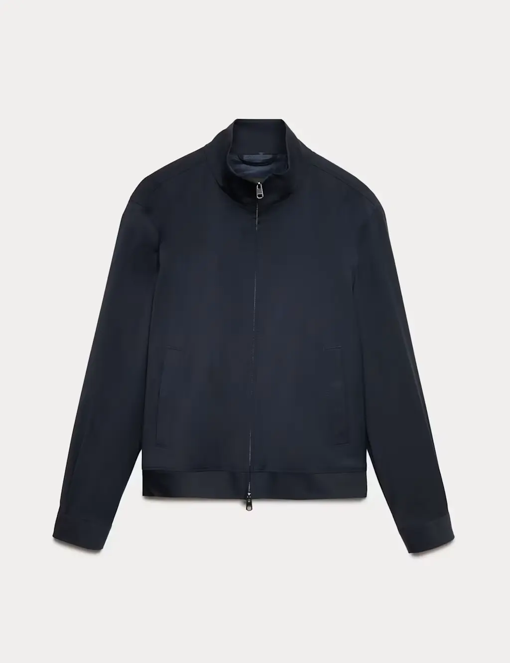 Wool Blend Funnel Neck Harrington Jacket