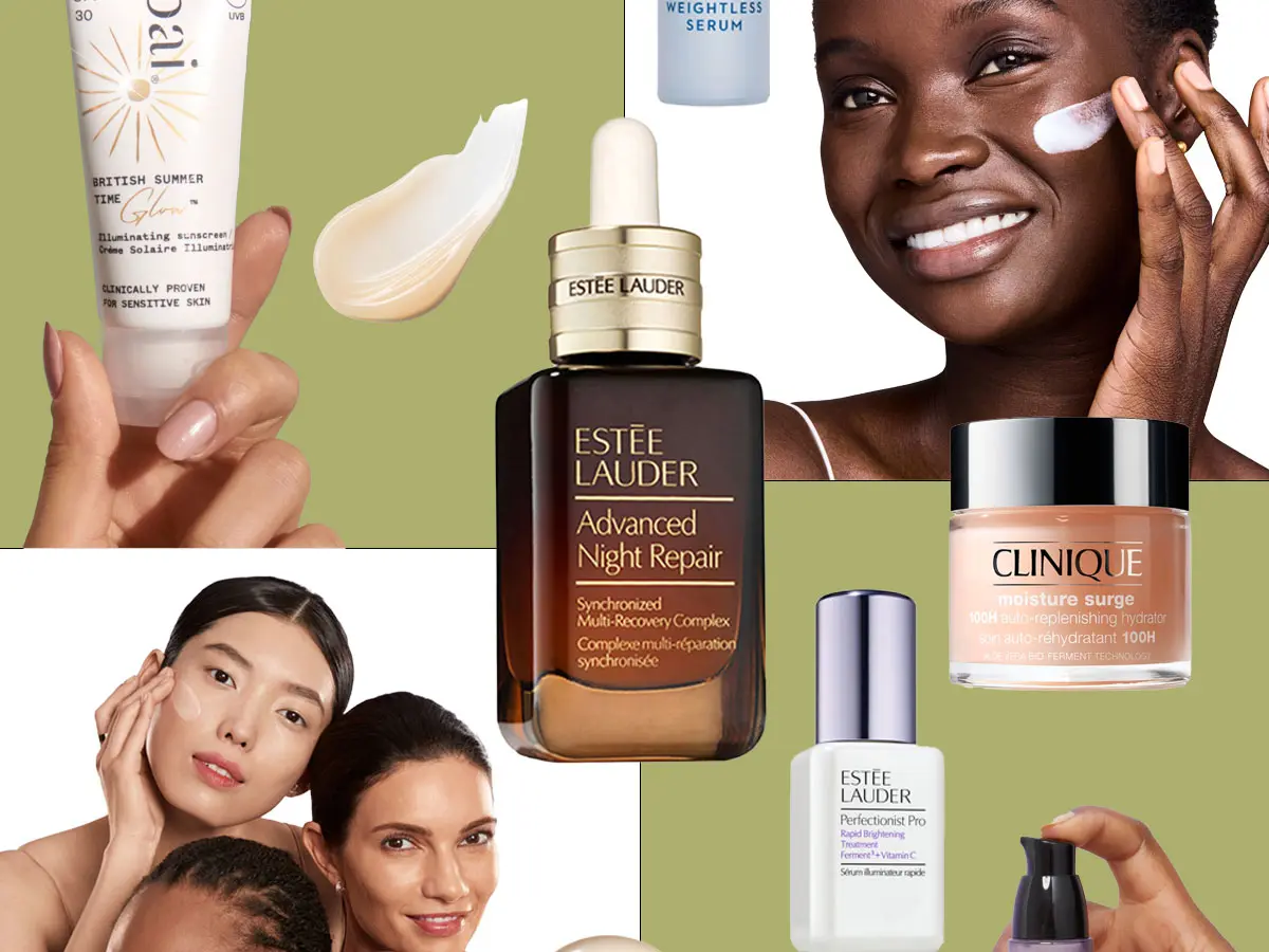 Collage of assorted skincare products