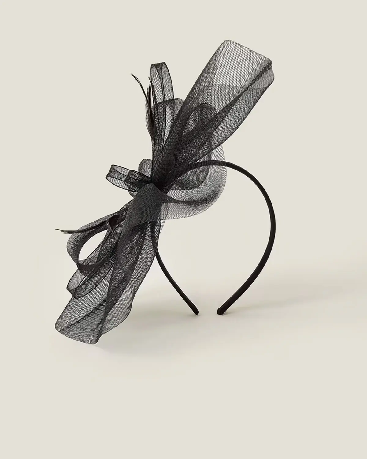 Black tulle fascinator headband