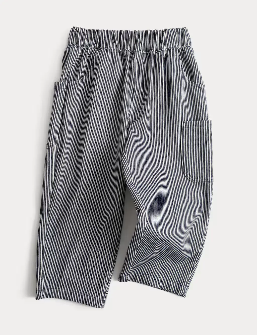 Cotton Blend Striped Balloon Trousers
