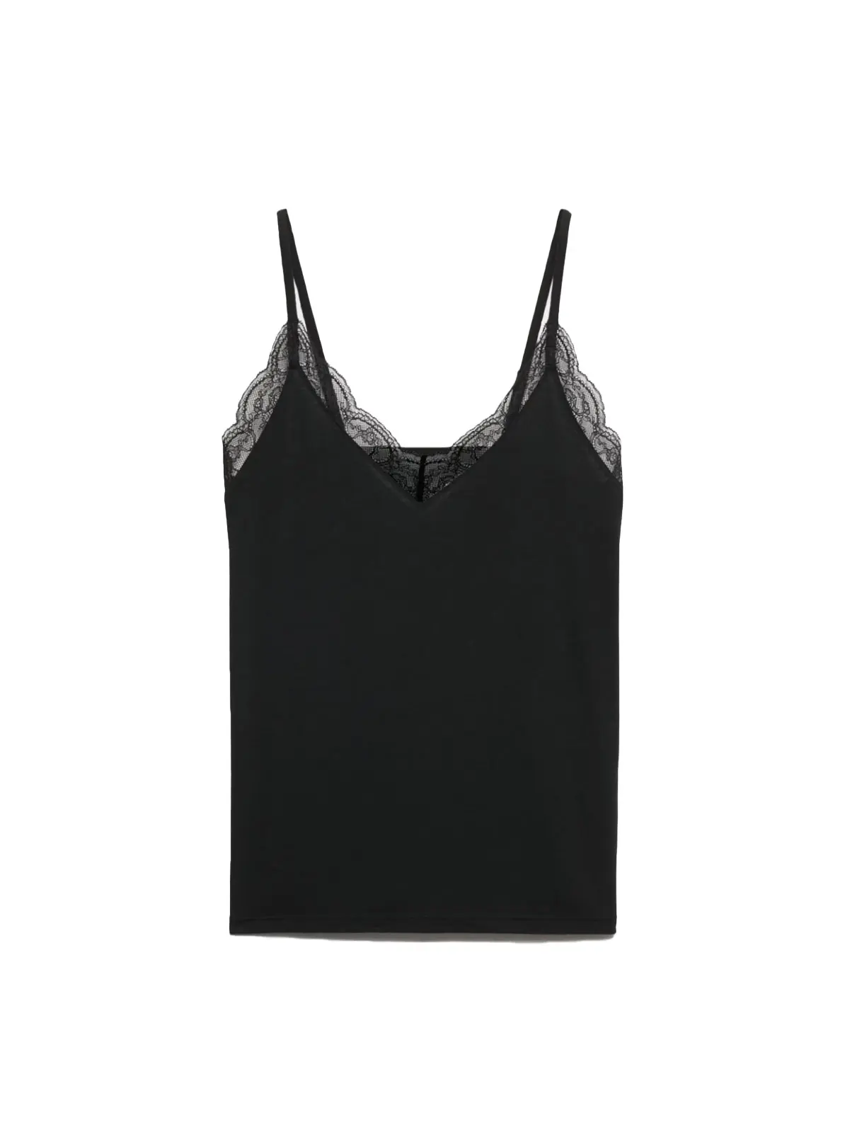 Black vest with lace trim