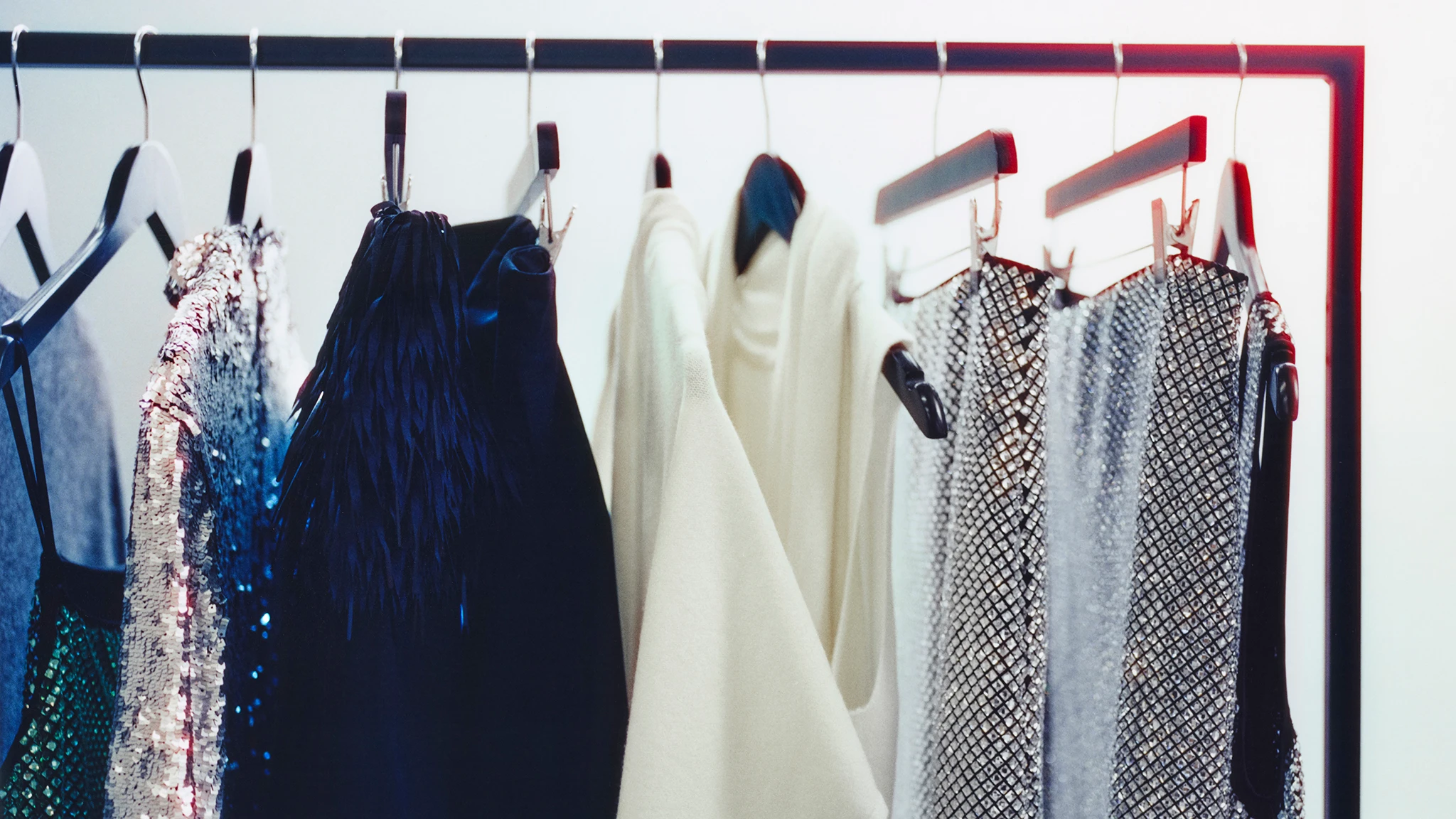 A rail of clothing from the M&S x 16Arlington collection