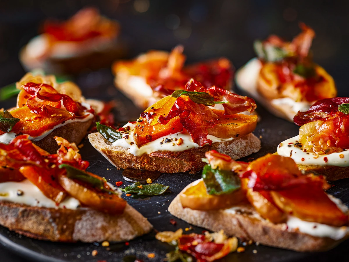 Toasts with butternut squash