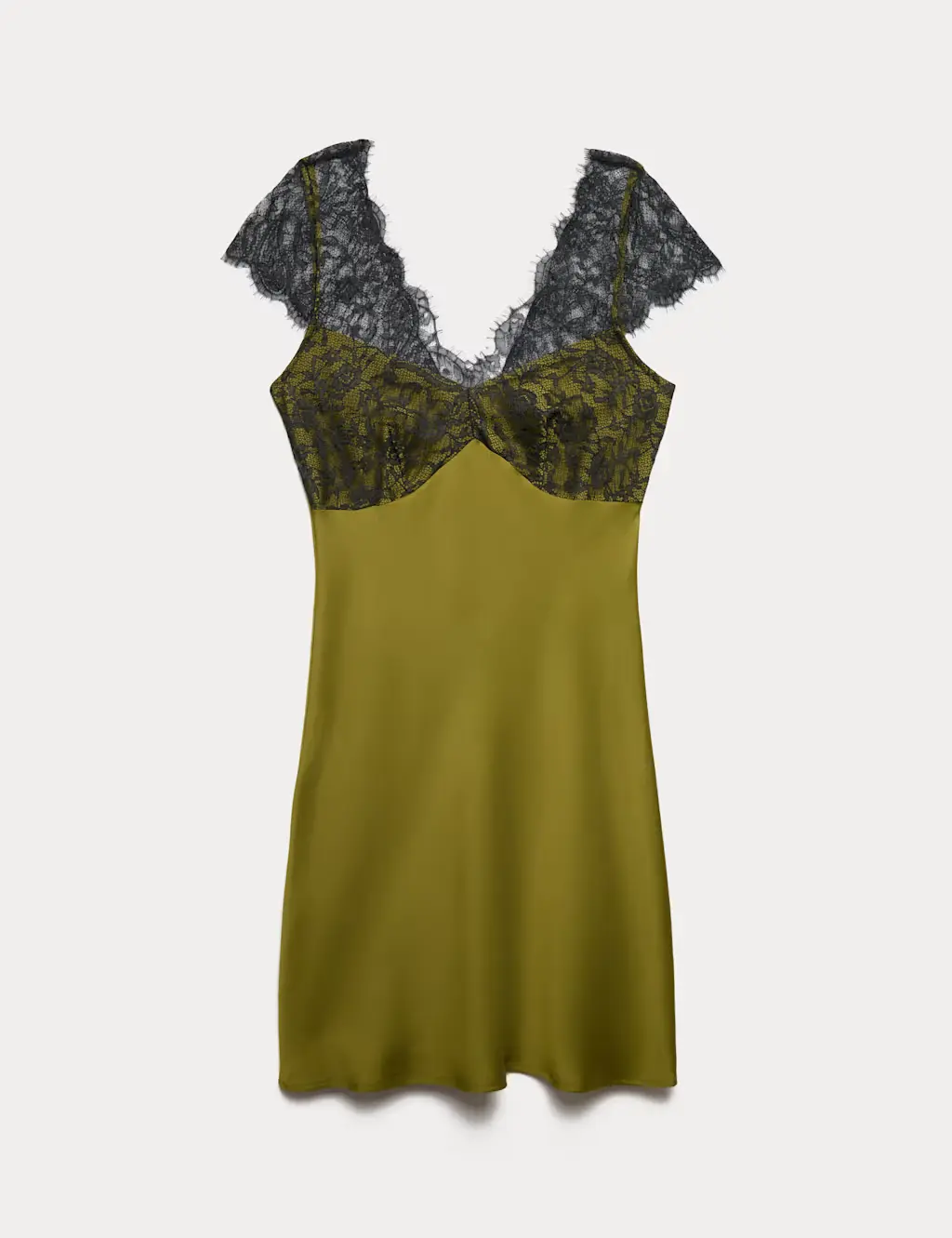 Green satin mini dress