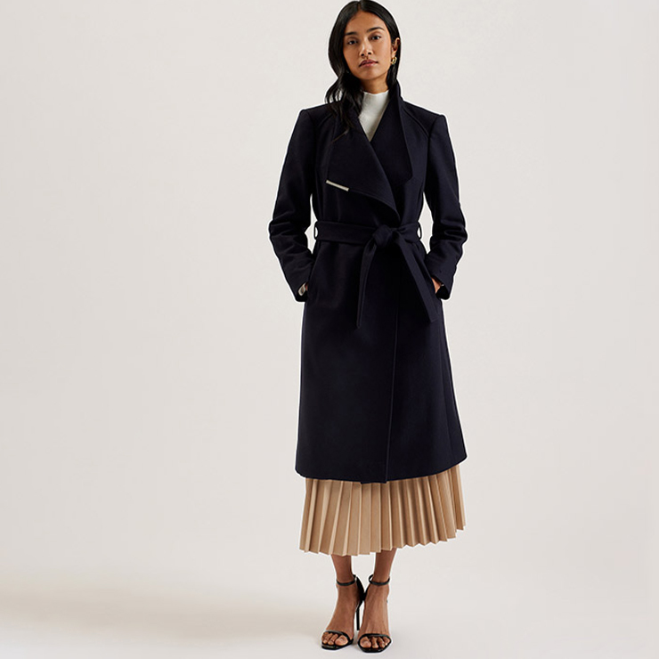 Wool Rich Belted Collared Longline Wrap Coat Ted Baker M&S IE