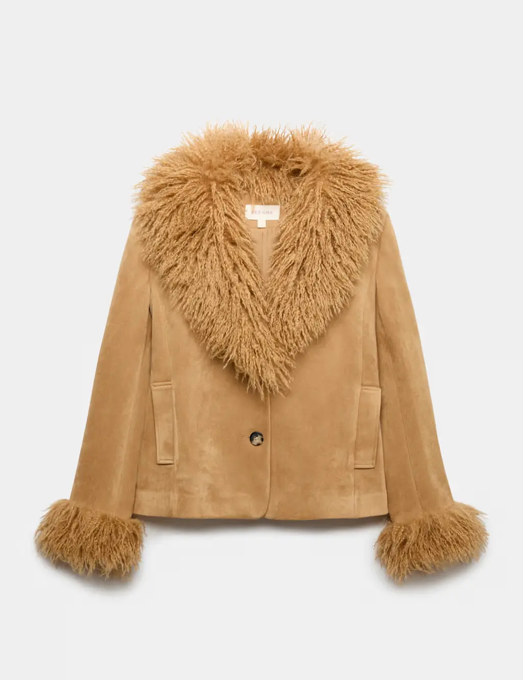 Faux Fur Collar Suedette Jacket