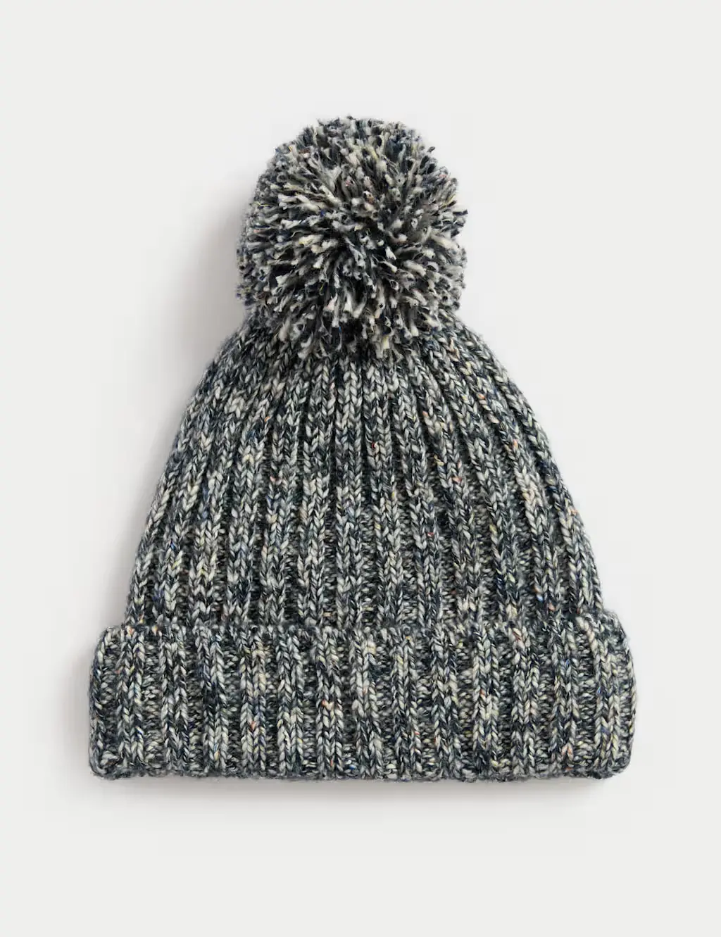 Black flecked bobble beanie hat
