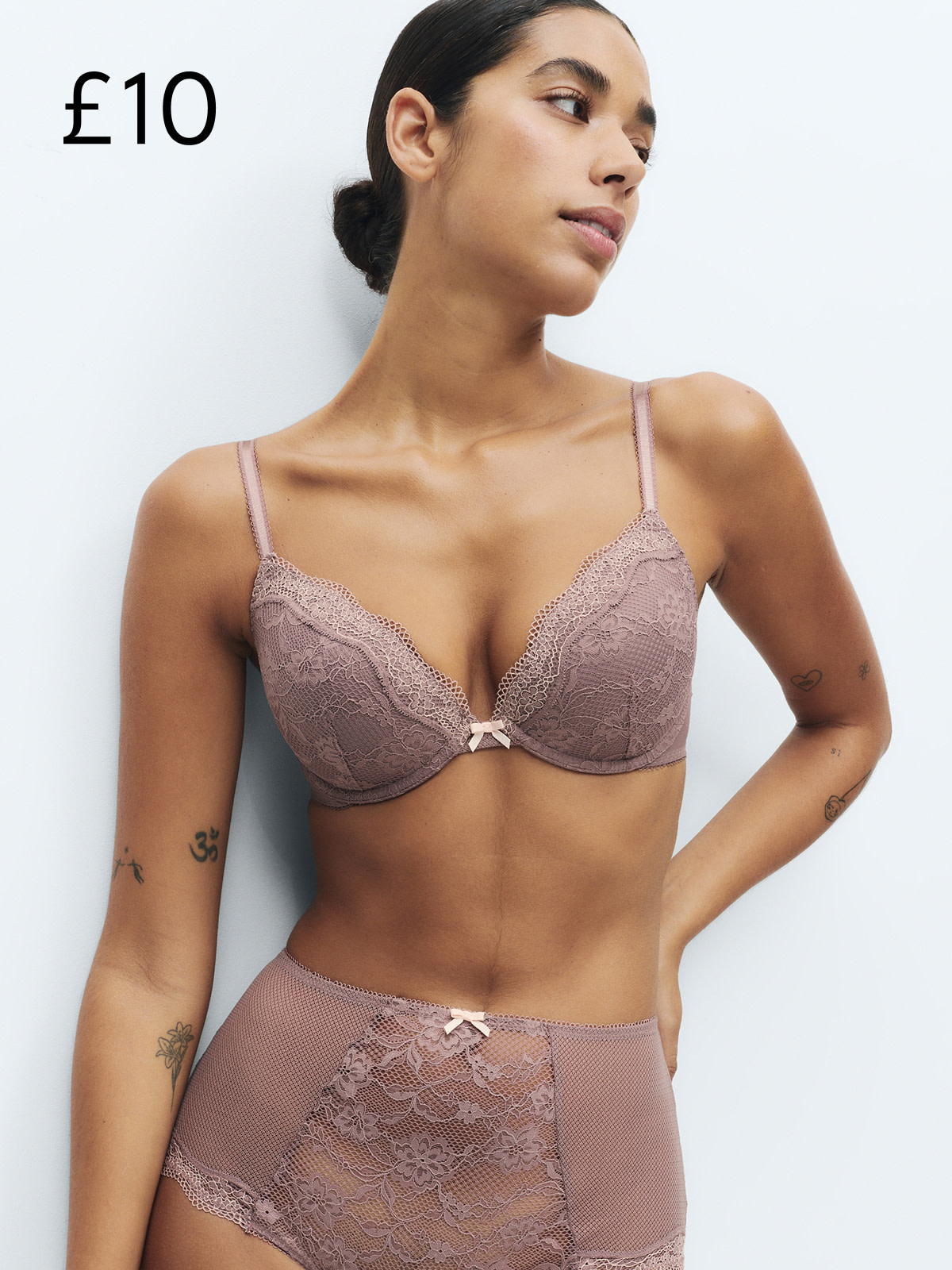 Woman wearing bra and knickers