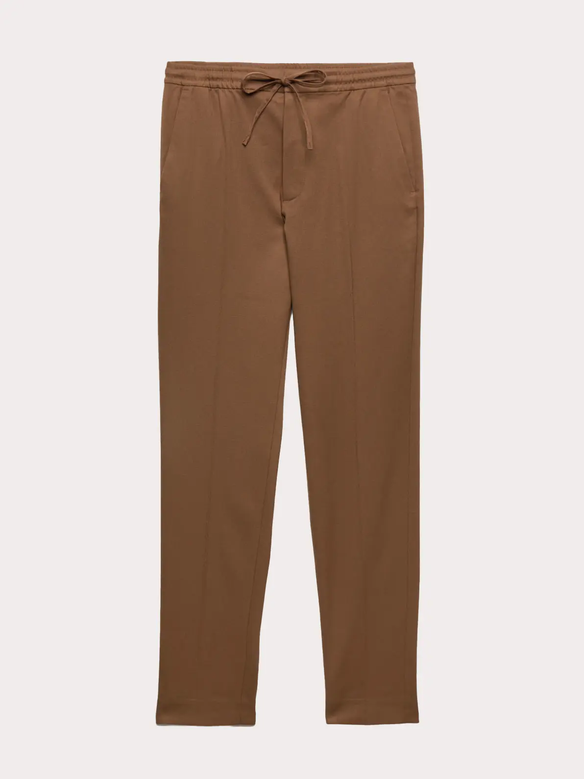 Brown men's trousers with drawstring waist