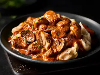 Gastropub pork stroganoff