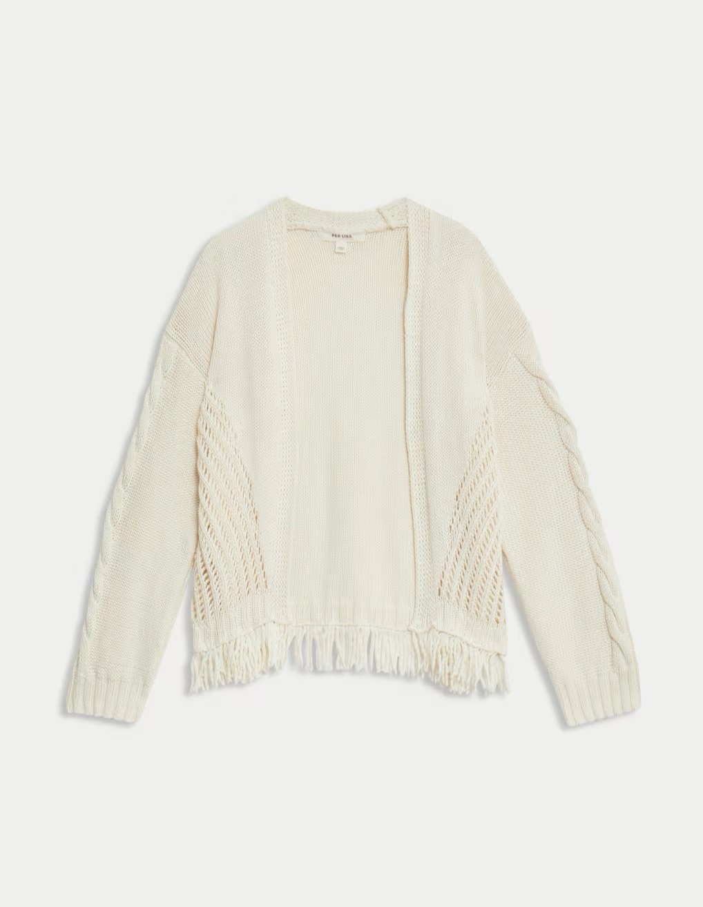 Cream Cotton Fringed Cardigan by M&S