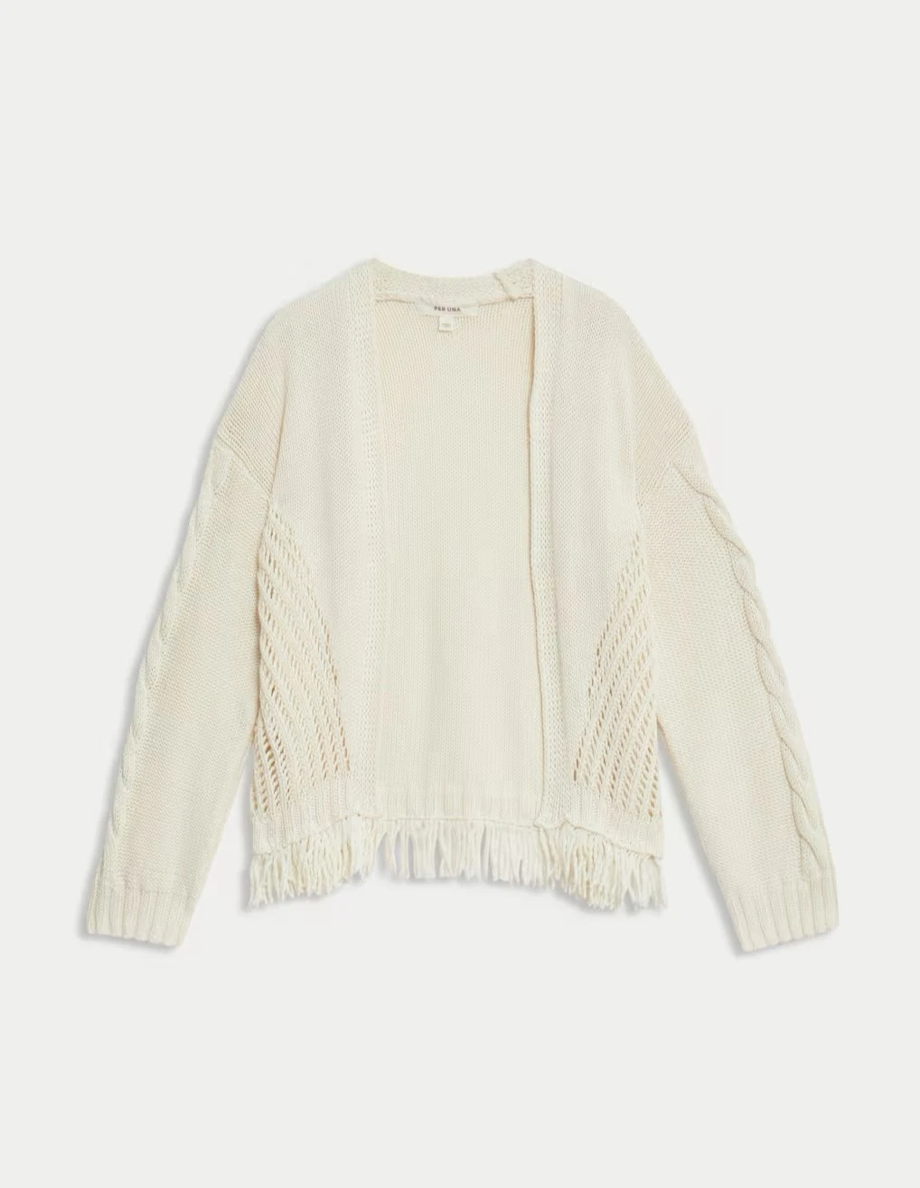 Cream Cotton Fringed Cardigan by M&S