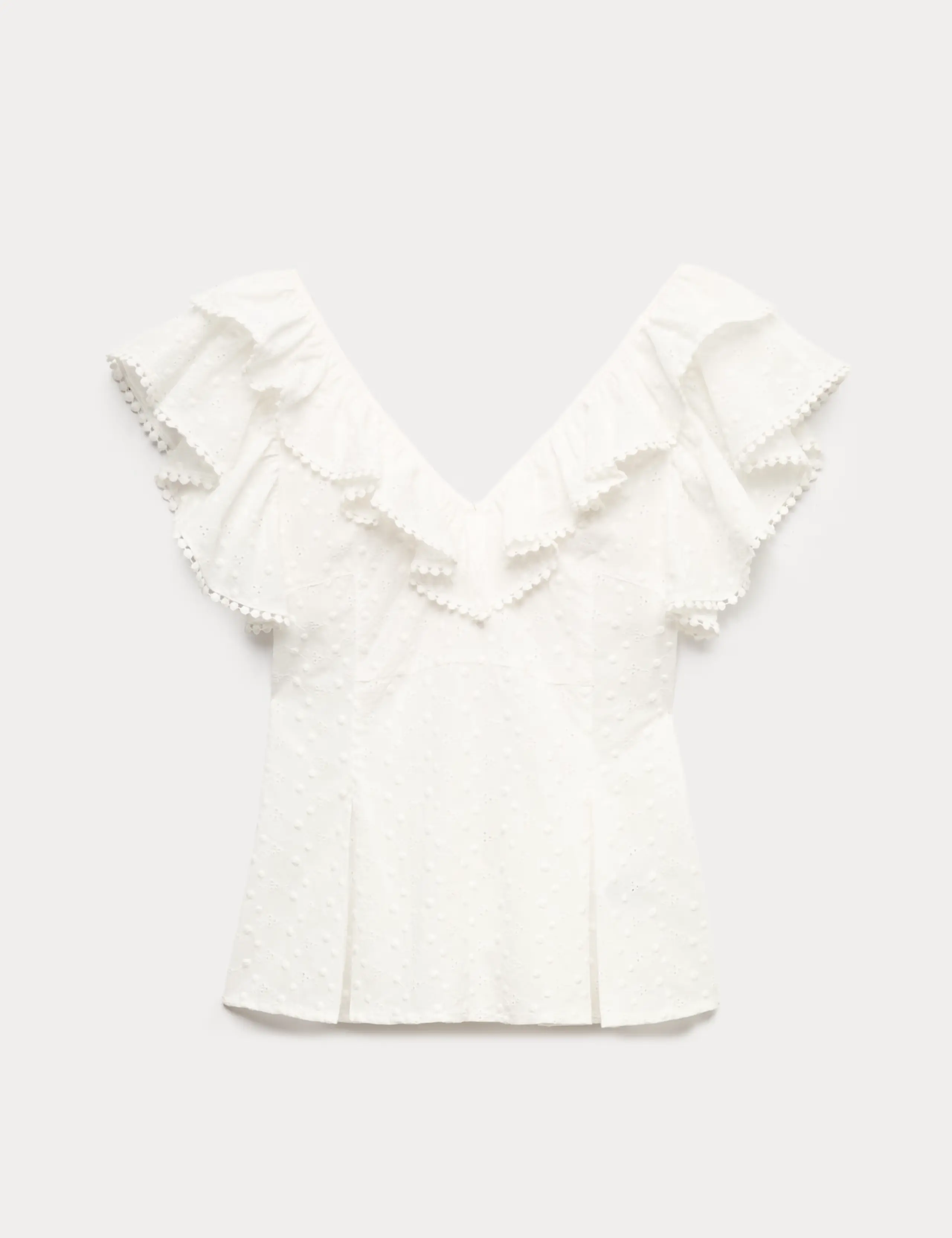 Embroidered Frill Detail Top