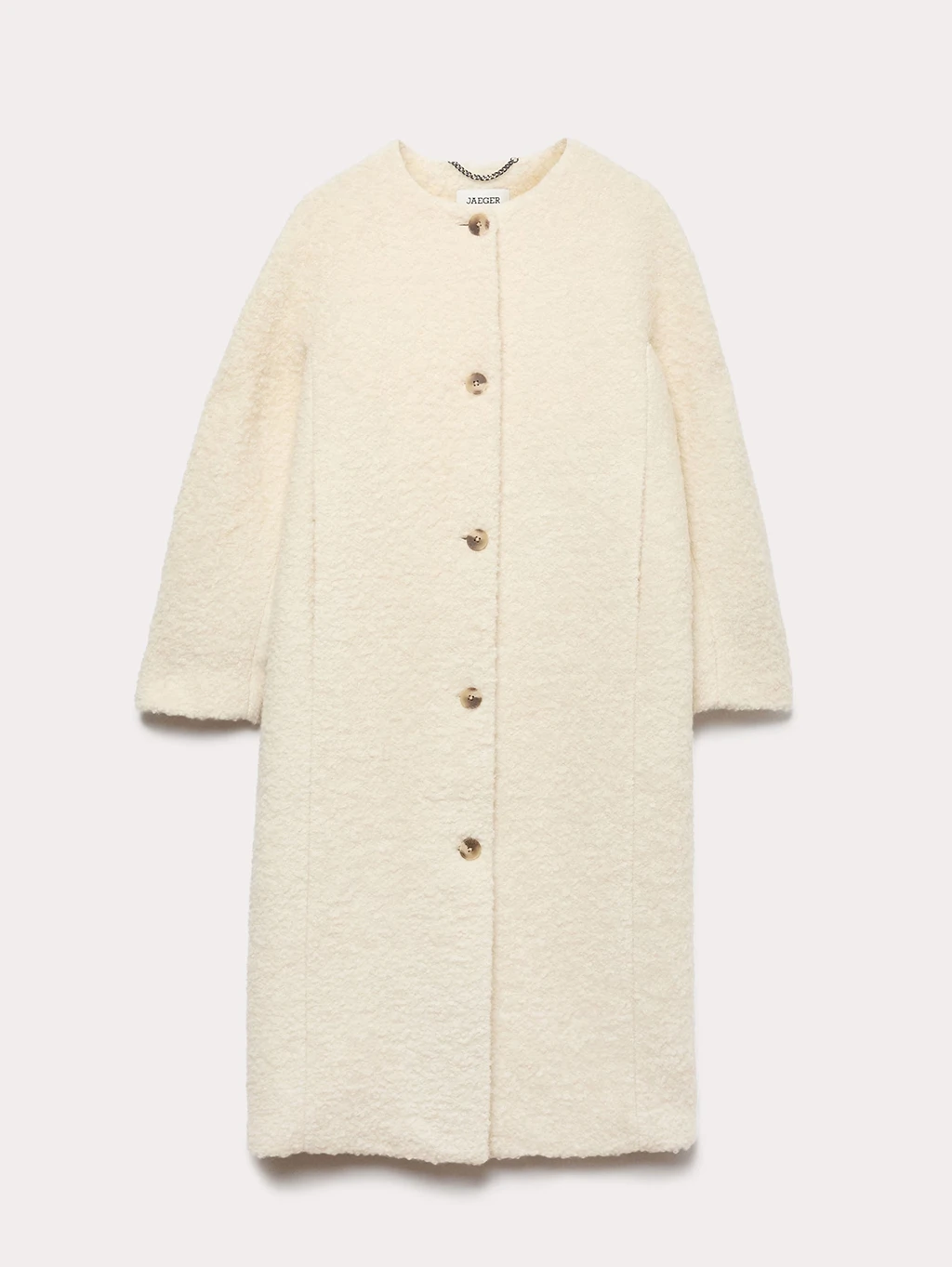Jaeger women's cream collarless teddy coat