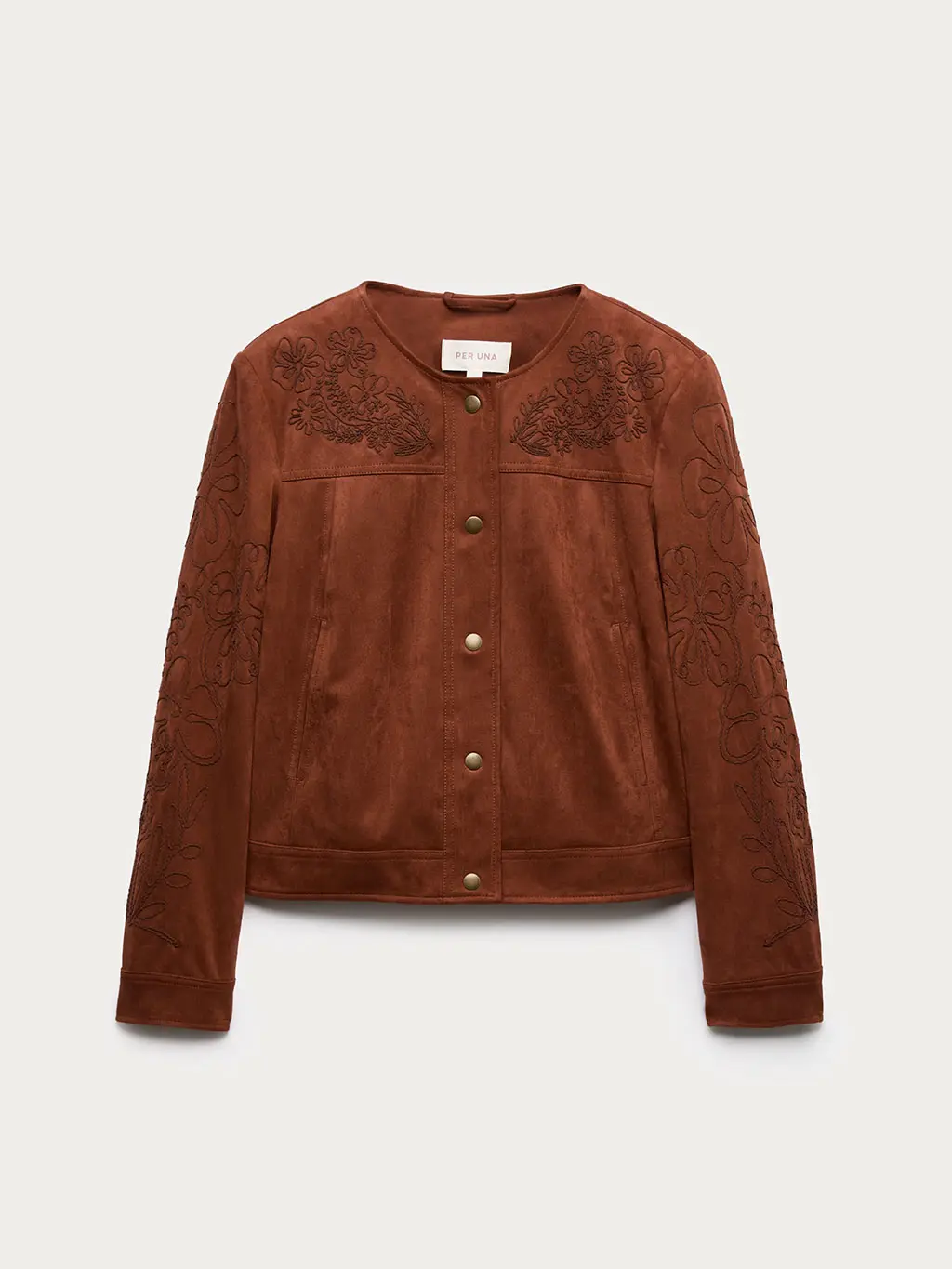 Embroidered brown suede jacket